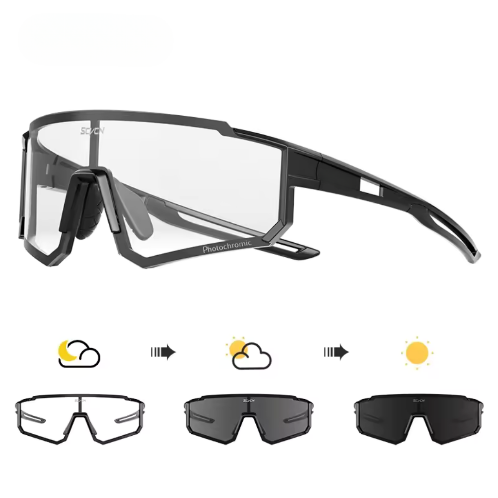 Sunglasses with interchangeable lenses on a white background
